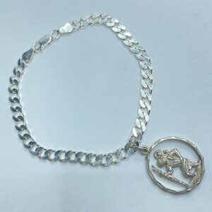Sterling Silver St. Christopher Pendant Bracelet, Oval Cable Chain JR1097